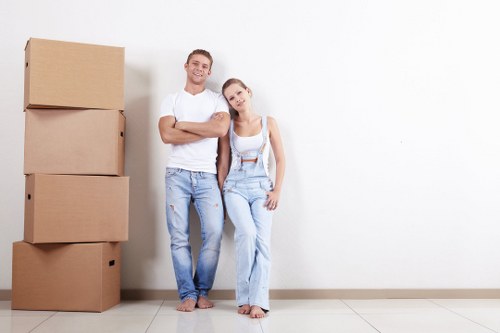 Student removals planning in Northwood with boxes and furniture ready for loading